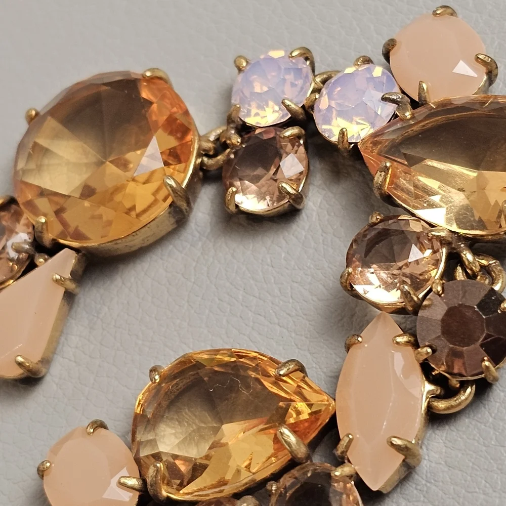 [J. CREW] Peach Crystal Foliage Collar Statement Necklace
